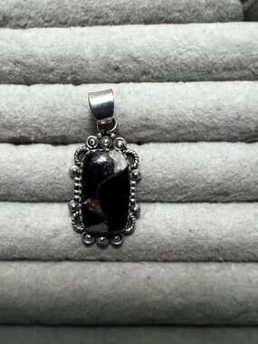 Sterling Silver Black Copper Turquoise Pendant